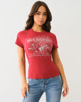 True Religion Crystal Srs Crew Neck Tee Red Dhalia