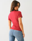 True Religion Crystal Srs Crew Neck Tee Red Dhalia