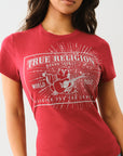 True Religion Crystal Srs Crew Neck Tee Red Dhalia