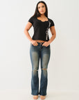 True Religion Crystal Tr V Notch Tee Jet Black
