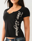 True Religion Crystal Tr V Notch Tee Jet Black