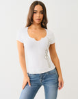 True Religion Crystal Tr V Notch Tee Optic White