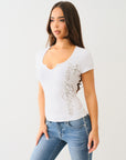 True Religion Crystal Tr V Notch Tee Optic White