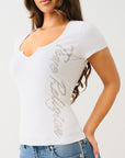 True Religion Crystal Tr V Notch Tee Optic White