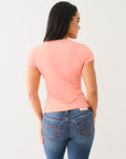 True Religion Crystal Tr V Notch Tee Burnt Coral