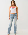 True Religion Embroidered Contrast Rib Tank White-Red