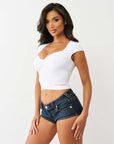 True Religion Front Twist Cap Sleeve Top White