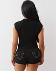 True Religion Hoodie Tr Shrunken Zip Jet Black