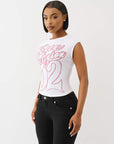 True Religion Sporty Ss Raglan Ribbed Top Optic White