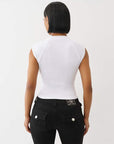 True Religion Sporty Ss Raglan Ribbed Top Optic White