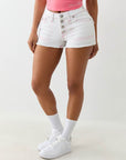 True Religion Button Up Mr Shorts Flap Brilliant White