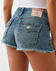 True Religion Button Up Mr Shorts Flap Caribbean Sky