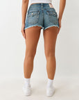 True Religion Button Up Mr Shorts Flap Caribbean Sky