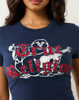 True Religion Tr Buddha Ss Baby Tee Dress Blue