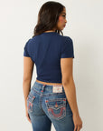 True Religion Tr Buddha Ss Baby Tee Dress Blue