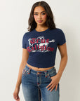 True Religion Tr Buddha Ss Baby Tee Dress Blue