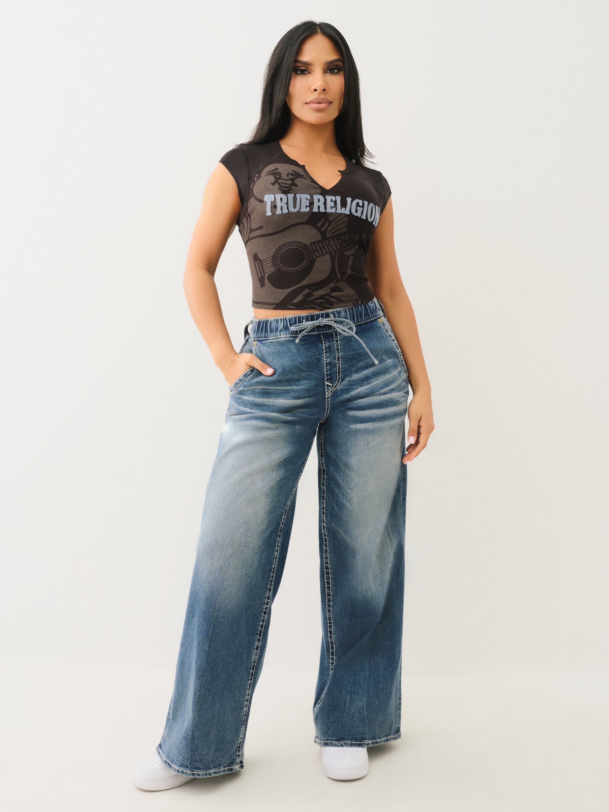 True Religion Crystal Buddha Notch Tee Jet Black