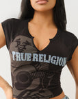 True Religion Crystal Buddha Notch Tee Jet Black