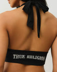 True Religion Hs Bandeau Halter Crop Top Jet Black
