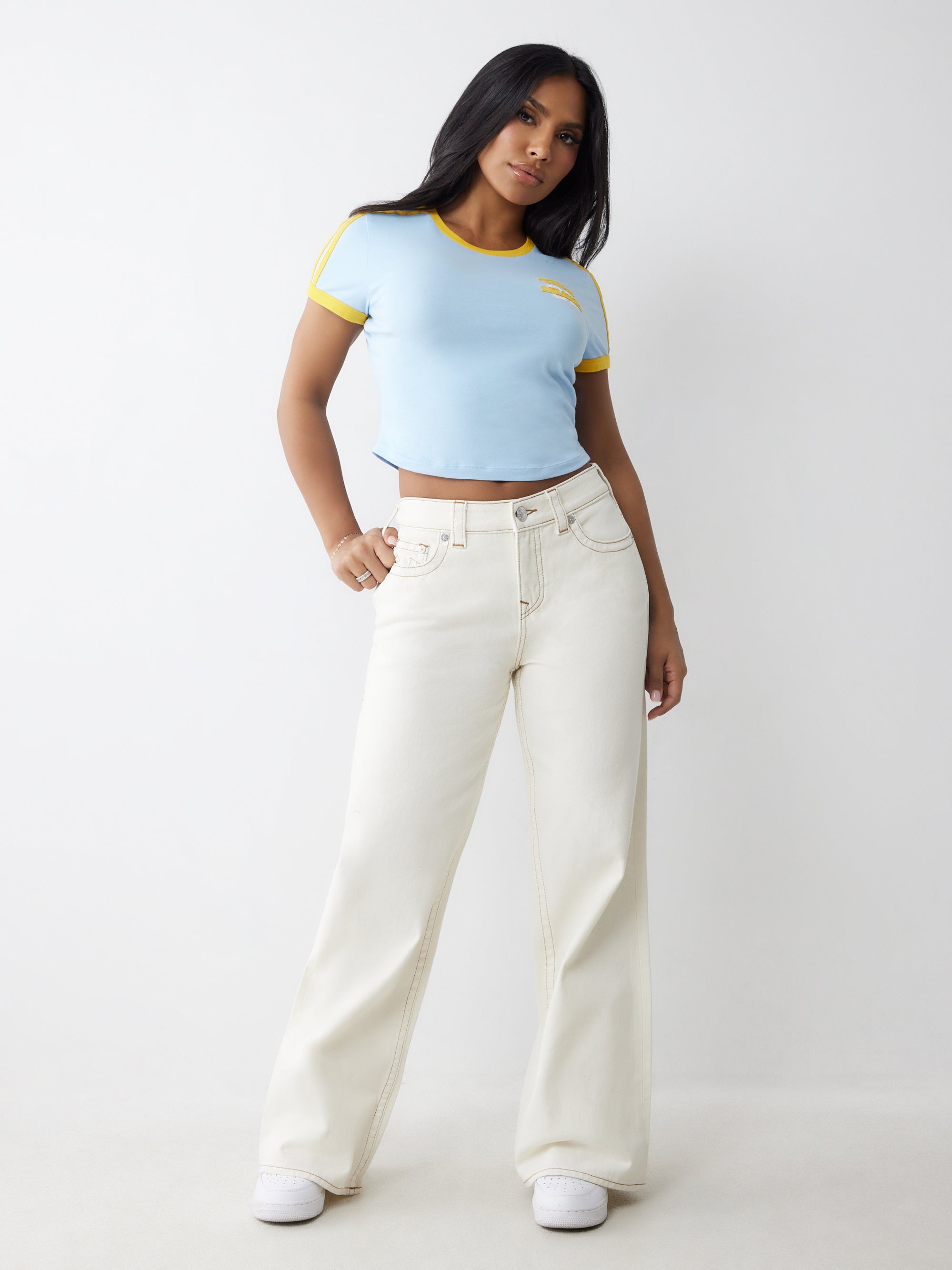 True Religion Bobbi Baggy Jean Winter White