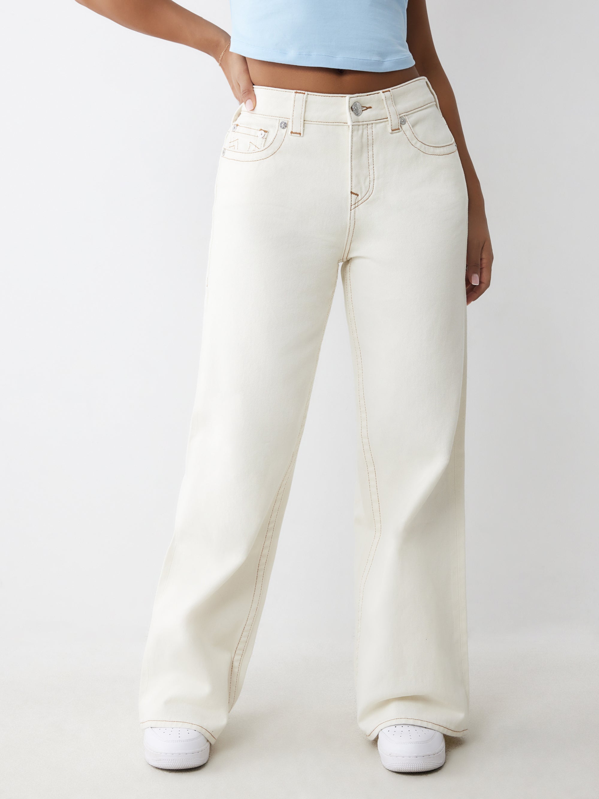 True Religion Bobbi Baggy Jean Winter White