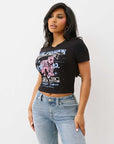 True Religion Crystal Leopard Baby Tee Jet Black