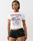 True Religion Crystal Leopard Baby Tee Optic White