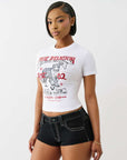 True Religion Crystal Leopard Baby Tee Optic White