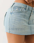 True Religion Sadie Mini Skirt Flap Misty Ocean