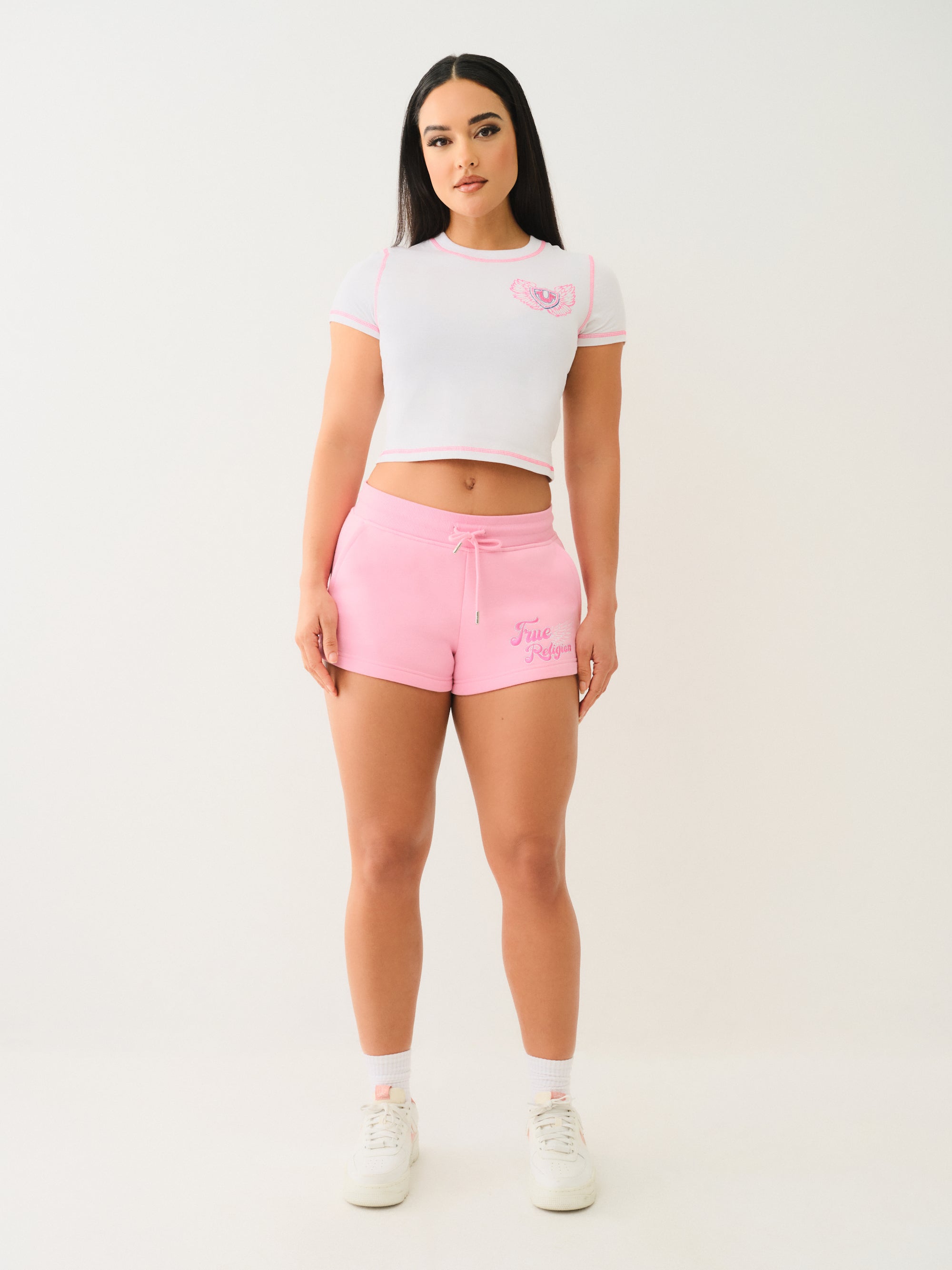 True Religion Crystal Wing Lounge Short Prism Pink