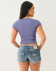 True Religion Tr V Notch Seamless Top Grey Blue