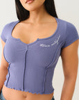 True Religion Tr V Notch Seamless Top Grey Blue