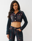True Religion Jacket Crop Mini Big T Midnight Serenade