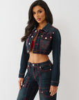True Religion Jacket Crop Mini Big T Midnight Serenade