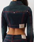 True Religion Jacket Crop Mini Big T Midnight Serenade
