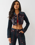 True Religion Jacket Crop Mini Big T Midnight Serenade