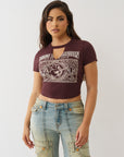 True Religion T-Shirt Crystal Buddha Keyhole Ss Bby T Fudge