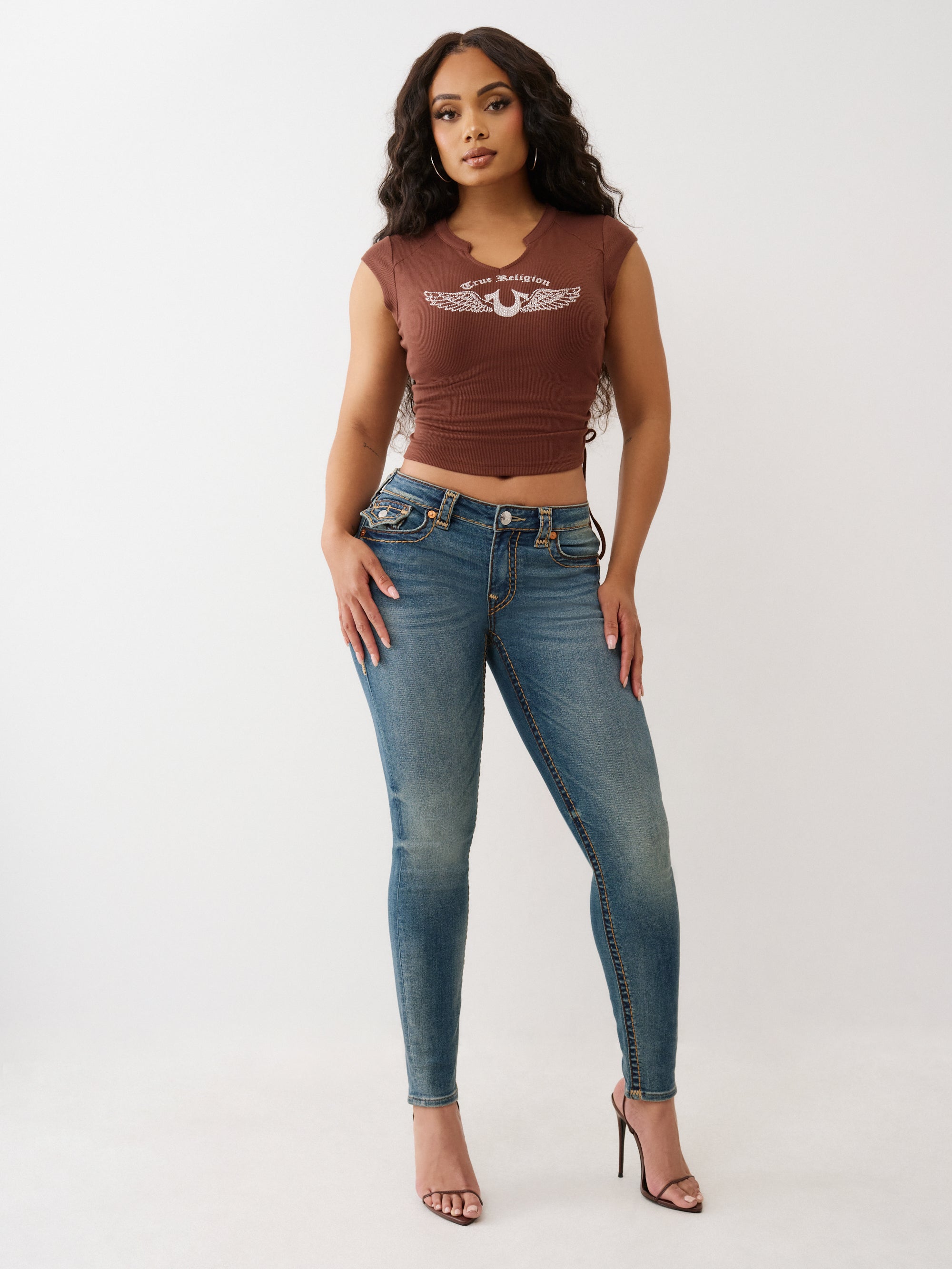 True Religion Crystal V Notch Side Ruch Top Rocky Road - AL Capone Premium
