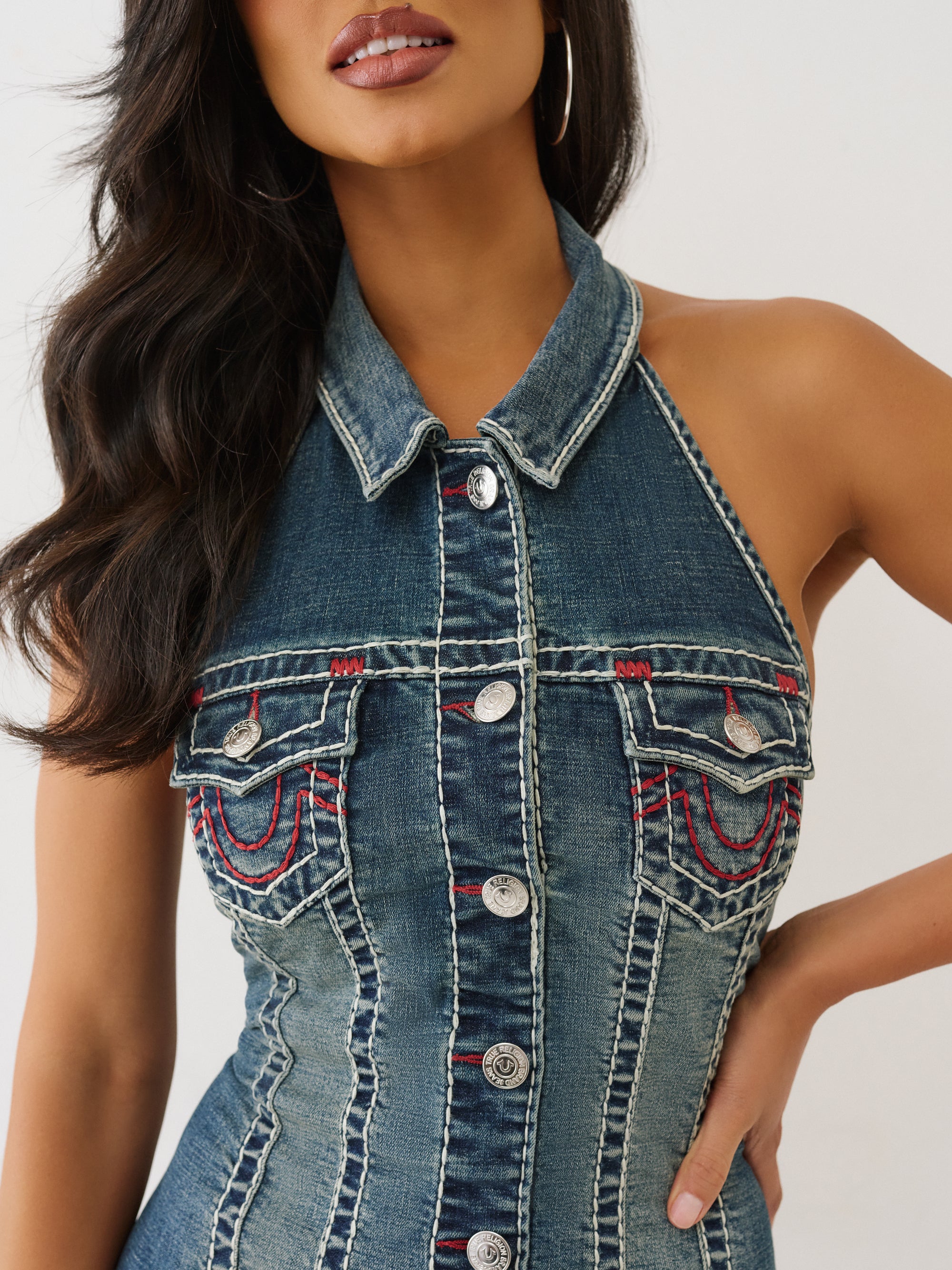 True Religion Denim Dress Halter Super T Twilight Spark - AL Capone Premium True Religion Denim Dress Halter Super T Twilight Spark - AL Capone Premium