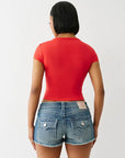 True Religion Crystal Wing V Notch Tee Flame Scarlet
