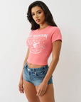 True Religion Crystal Buddha Baby Tee Sunkist Coral