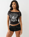 True Religion Buddha Slash Neck Ss Tee Jet Black