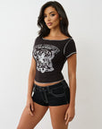 True Religion Buddha Slash Neck Ss Tee Jet Black
