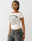 True Religion Buddha Slash Neck Ss Tee Winter White