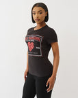 True Religion Crystal Srs Logo Crew Tee Jet Black