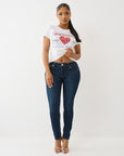 True Religion Crystal Srs Logo Crew Tee Optic White