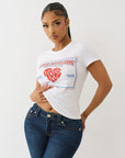 True Religion Crystal Srs Logo Crew Tee Optic White