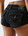 True Religion Spicy Mid Rise Short Flap 2Sb Black Rinse