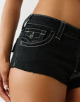 True Religion Spicy Mid Rise Short Flap 2Sb Black Rinse