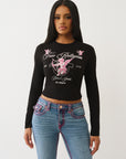 True Religion Crystal Cupid Ls Baby Tee Black
